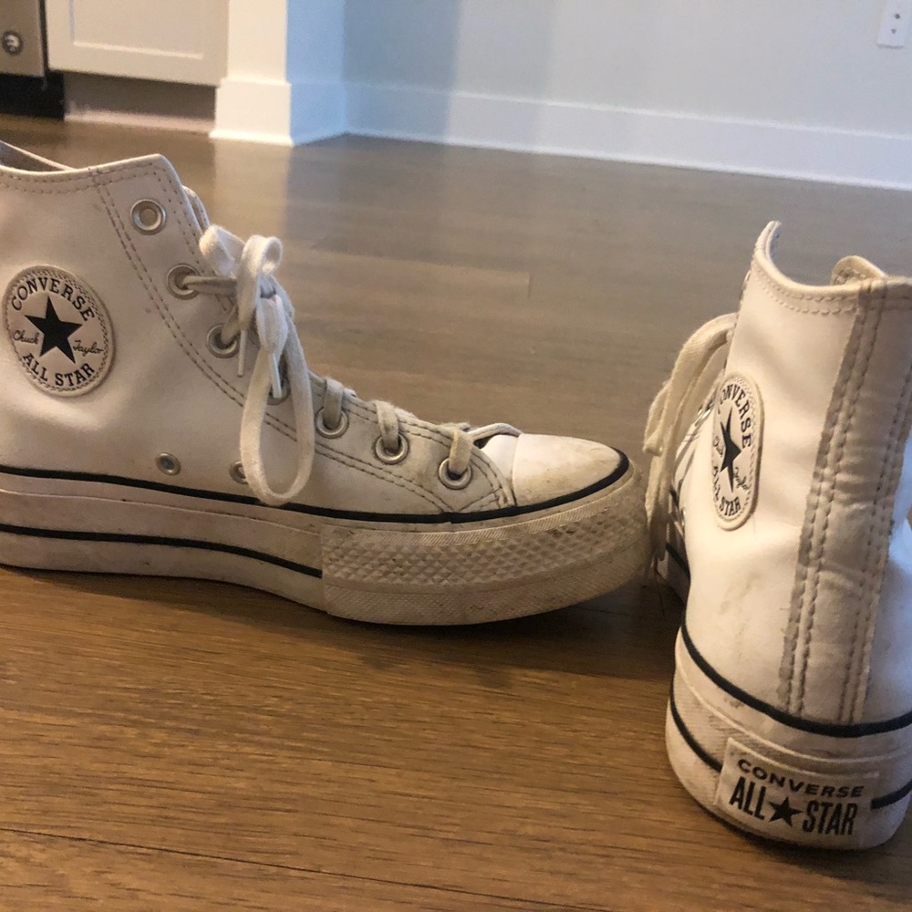 High Top Platform Leather Converse White